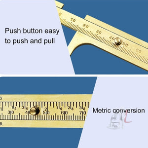 Portable Mini Brass Sliding 100mm Gauge Vernier Bead Jewelry Measuring Caliper, 100mm