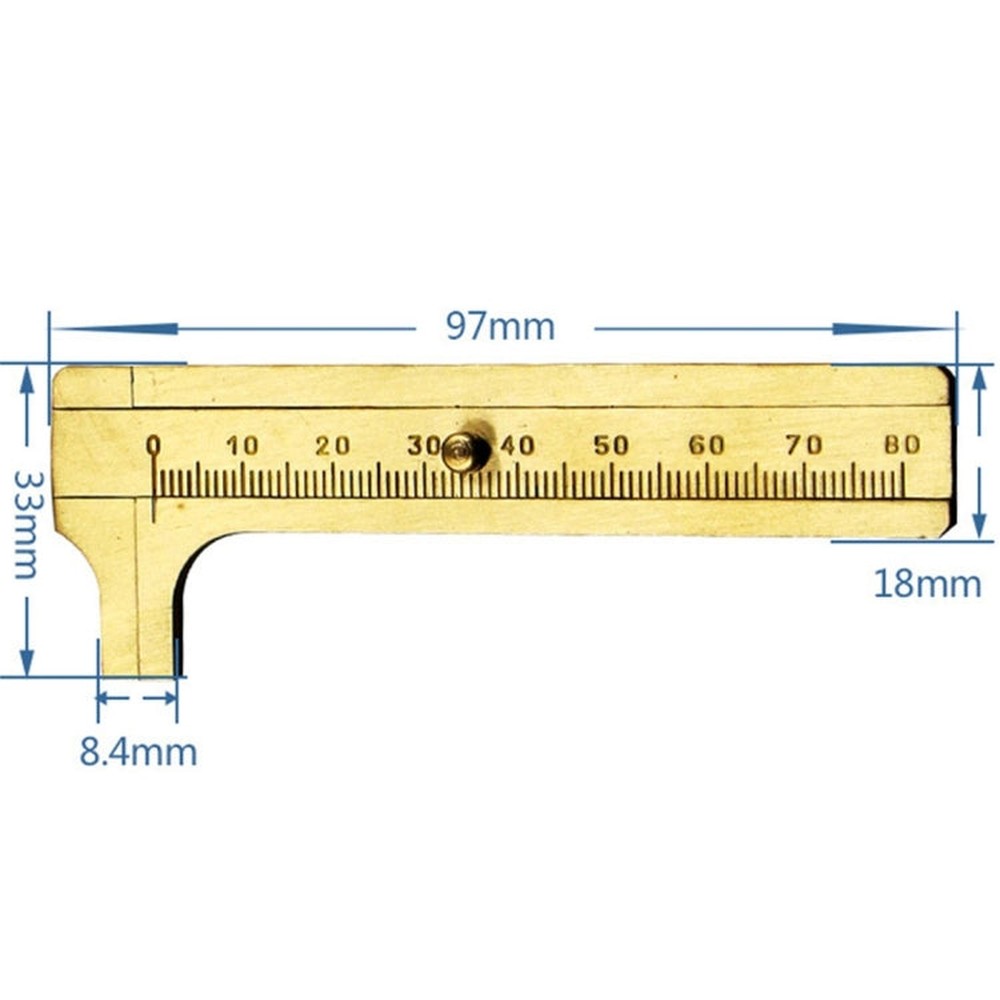 Portable Mini Brass Sliding 80mm Gauge Vernier Bead Jewelry Measuring Caliper, 80mm
