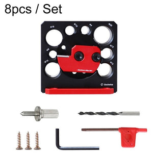 RUITOOL 8pcs / Set Adjustable 8 - Hole Drill Rounders Woodworking DIY Tools, Red And Black, Silver And Red - laboratorydeal