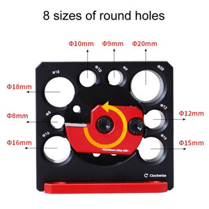 RUITOOL 8pcs / Set Adjustable 8 - Hole Drill Rounders Woodworking DIY Tools, Red And Black, Silver And Red - laboratorydeal