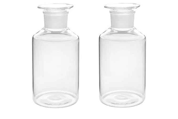 Wide Mouth Reagent Bottle 125 ML with Stopper for Laboratory Pack of 2