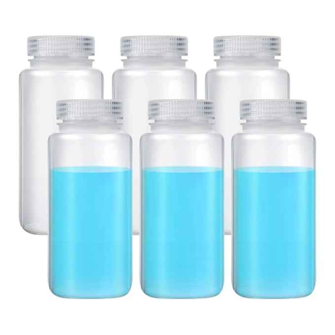 Laboratory Reagent Bottles, 1000 mL, Wide Mouth, Polypropylene, Pack of 5