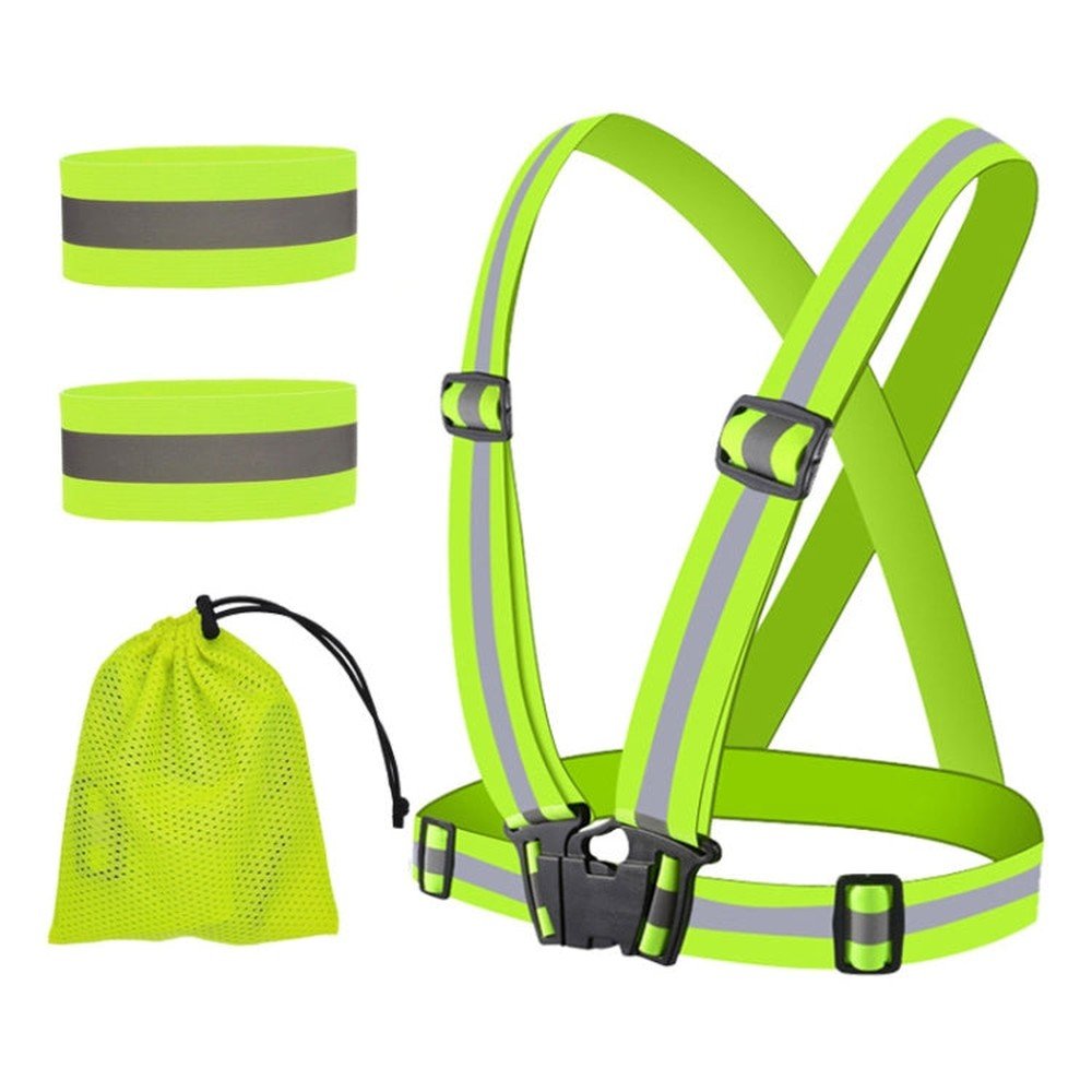 Reflective Elastic Band Suit Night Running Construction Site Traffic Safety Reflective Equipment,Style:, 1 Strap+2 Arm Strap+Storage Bag, 1 Strap+4 Arm Strap+Storage Bag, 1 Belt+4 Arm Strap+2 Snap Circle+ Storage Bag, 1 Belt+4 Arm Strap