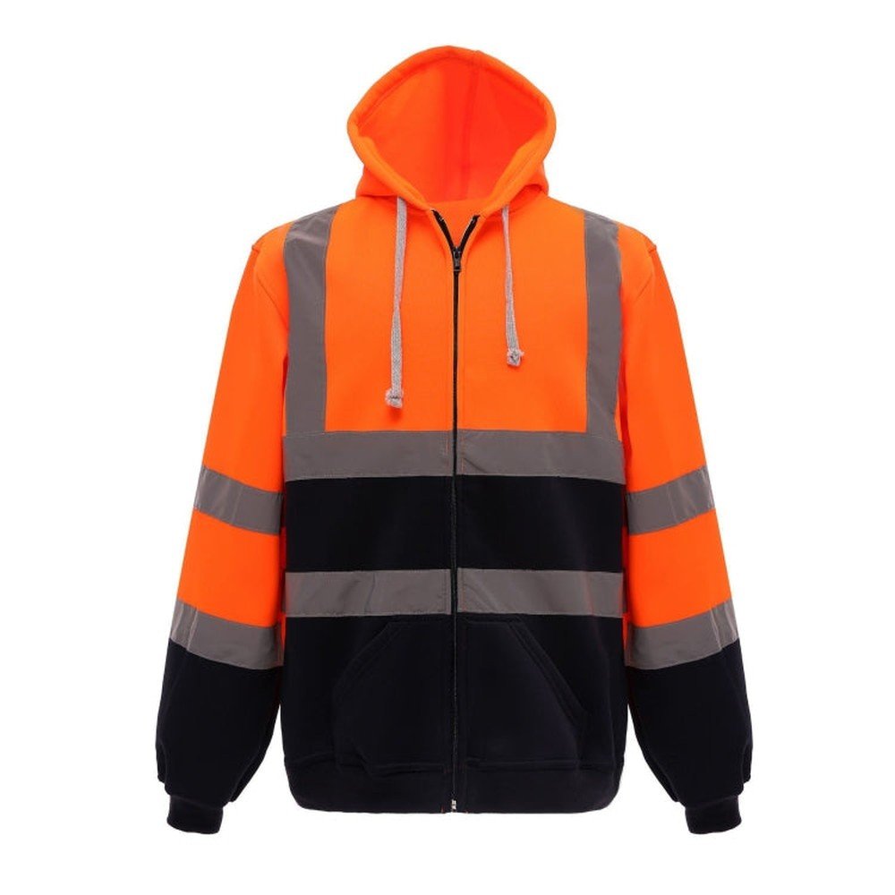 Reflective Hooded Zipper Sweatshirt Outdoor Sports Fleece Reflective Clothing, S, M, L, XL, XXL - laboratorydeal