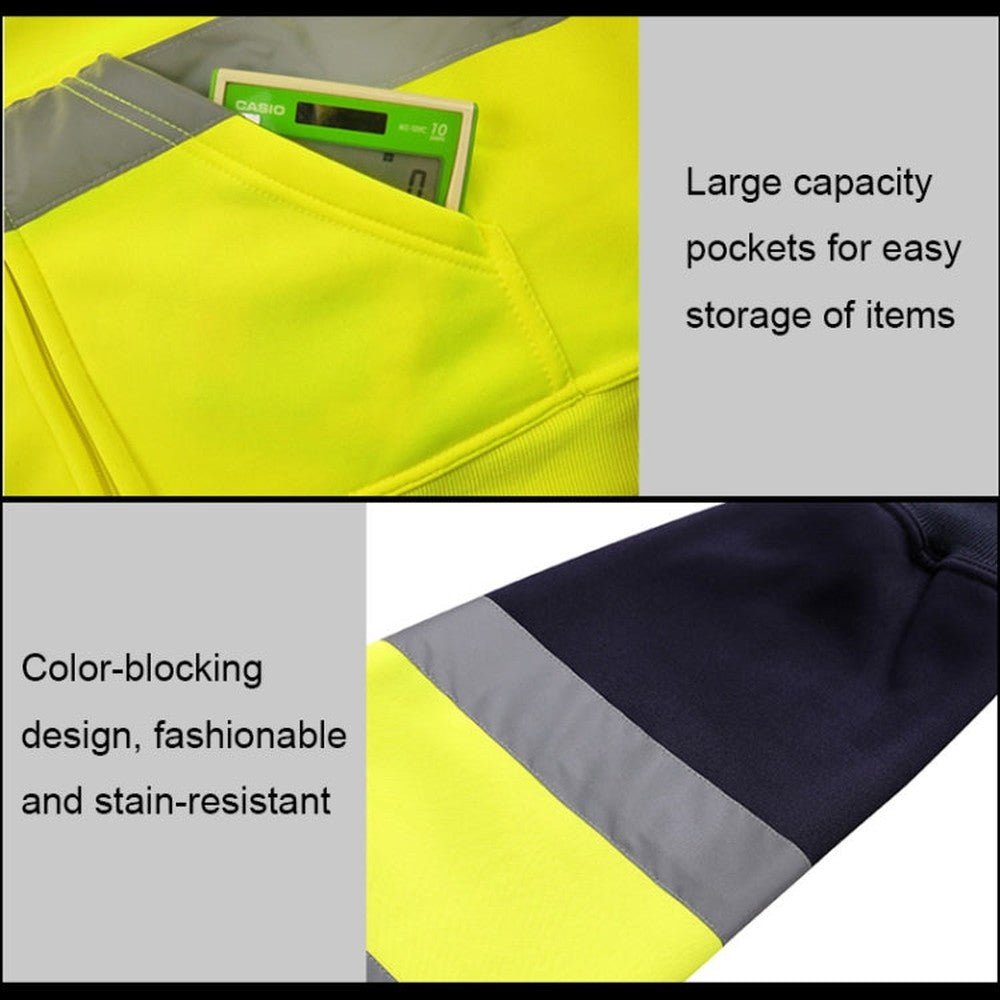 Reflective Hooded Zipper Sweatshirt Outdoor Sports Fleece Reflective Clothing, S, M, L, XL, XXL - laboratorydeal