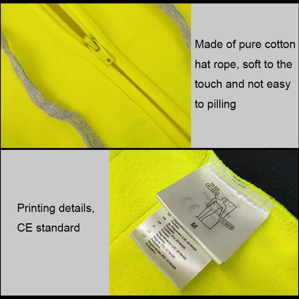 Reflective Hooded Zipper Sweatshirt Outdoor Sports Fleece Reflective Clothing, S, M, L, XL, XXL - laboratorydeal