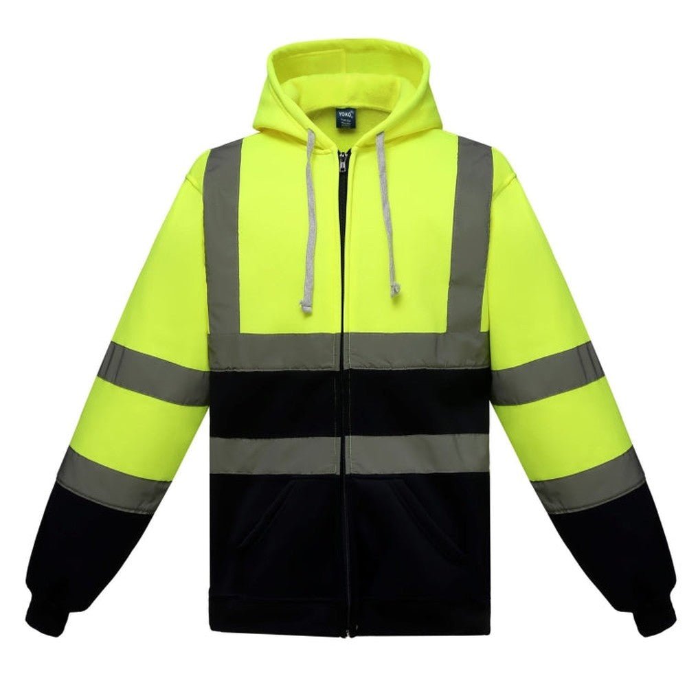 Reflective Hooded Zipper Sweatshirt Outdoor Sports Fleece Reflective Clothing, S, M, L, XL, XXL - laboratorydeal
