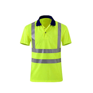 Reflective Quick - drying T-shirt Lapel Short - sleeved Safety Work Shirt, XXL, XXXL, XXXXL, M, L, XL - laboratorydeal