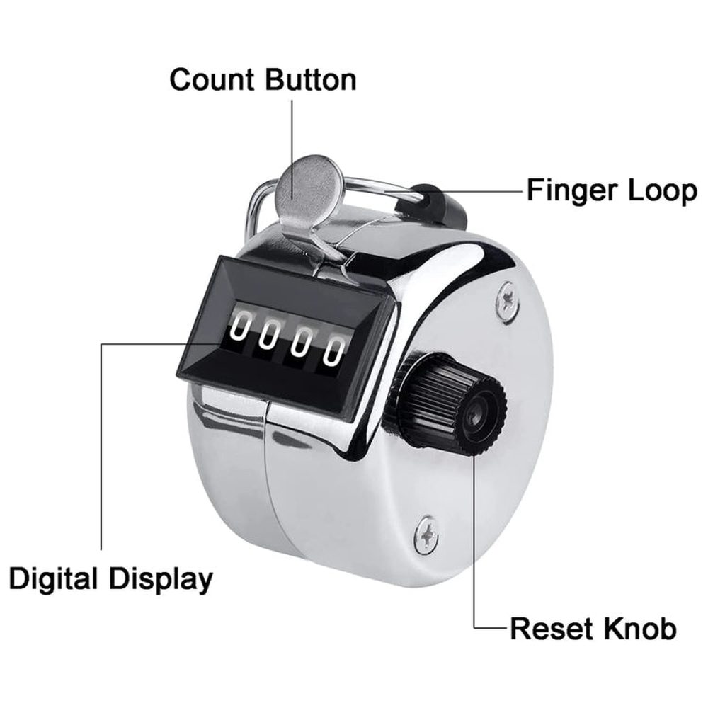 Retro Style 0.8 inch 4 - digit Screen Mechanical Manual Metal Counter, Manual Metal Counter - laboratorydeal