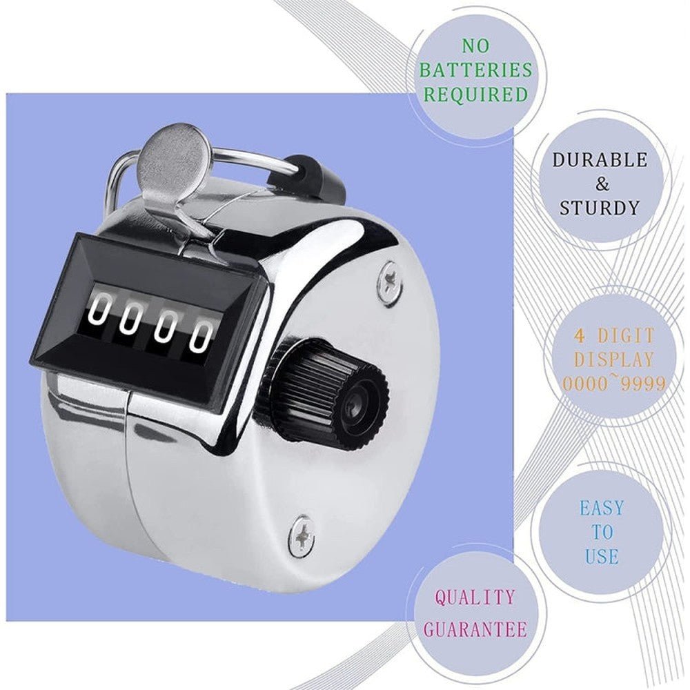 Retro Style 0.8 inch 4 - digit Screen Mechanical Manual Metal Counter, Manual Metal Counter - laboratorydeal