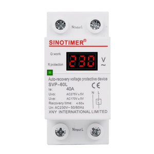 SINOTIMER 220V LED Digital Display Delay Automatic Reset Under-voltage Protector, SVP-60L