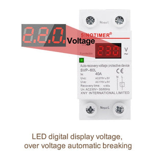SINOTIMER 220V LED Digital Display Delay Automatic Reset Under-voltage Protector, SVP-60L