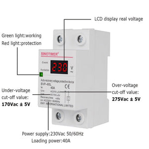 SINOTIMER 220V LED Digital Display Delay Automatic Reset Under-voltage Protector, SVP-60L