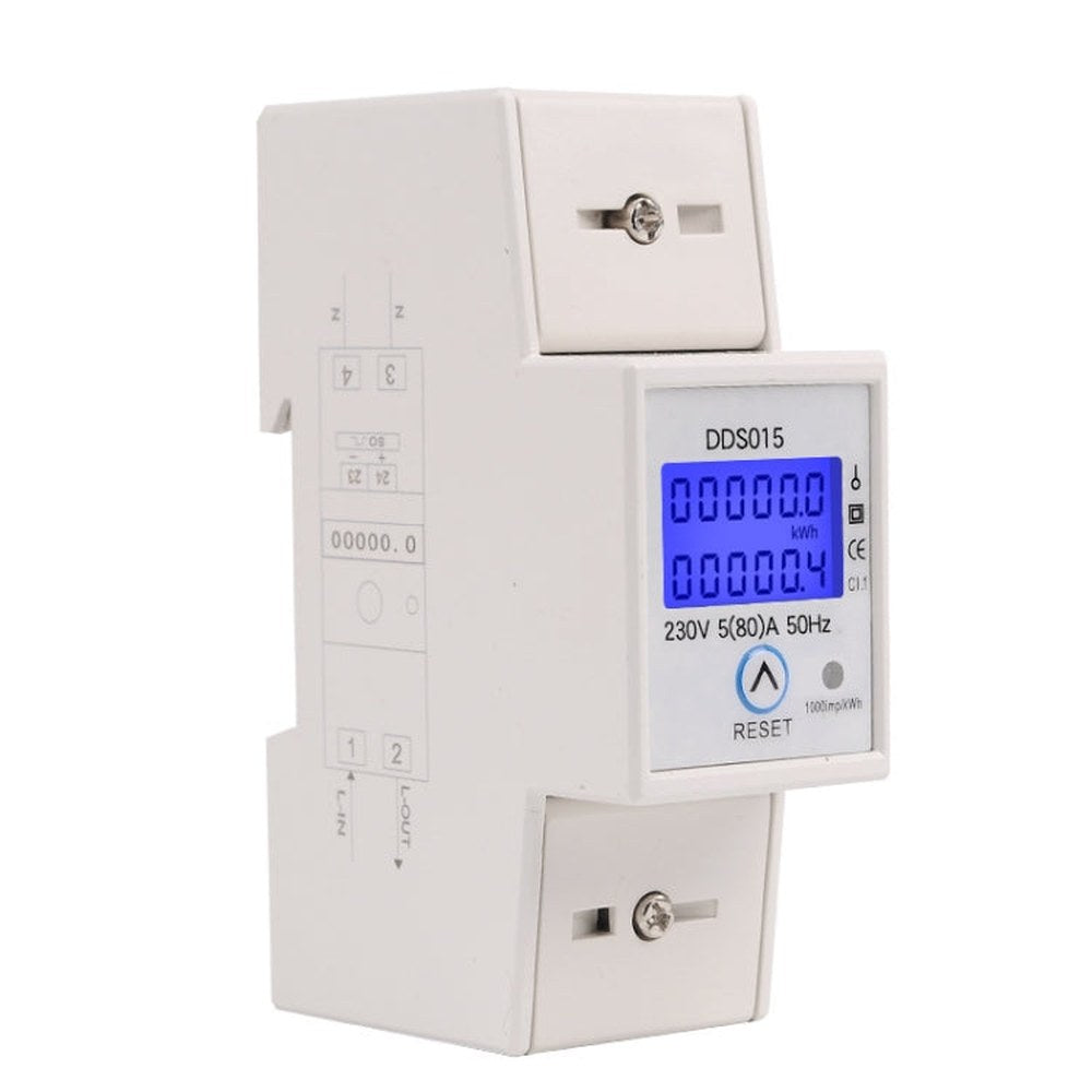 SINOTIMER DDS015 Backlight Display Single-phase Household Rail Energy Meter 5-80A 230V, DDS015
