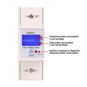 SINOTIMER DDS015 Backlight Display Single-phase Household Rail Energy Meter 5-80A 230V, DDS015