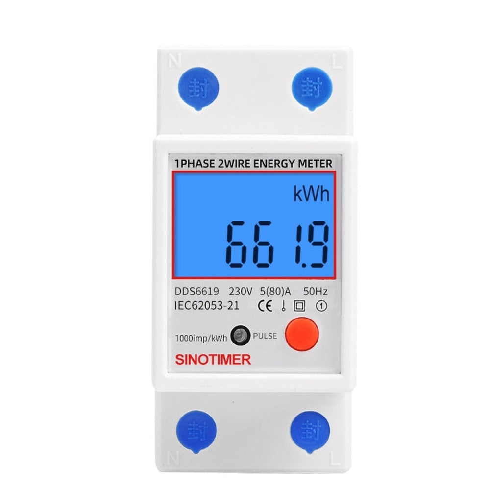 SINOTIMER DDS6619-012 Backlight Display Household Single-phase Rail Energy Meter 5-80A, DDS6619-012