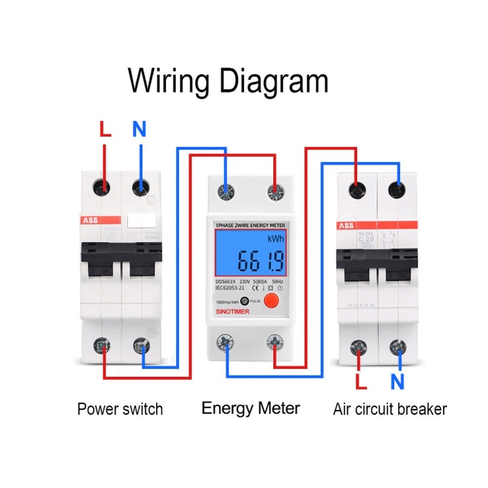 SINOTIMER DDS6619-012 Backlight Display Household Single-phase Rail Energy Meter 5-80A, DDS6619-012