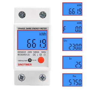 SINOTIMER DDS6619-012 Backlight Display Household Single-phase Rail Energy Meter 5-80A, DDS6619-012