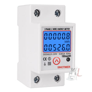 SINOTIMER DDS6619-526L-2 Can Reset Zero Backlight Display Single-phase Rail Electric Energy Meter, DDS6619-526L-2
