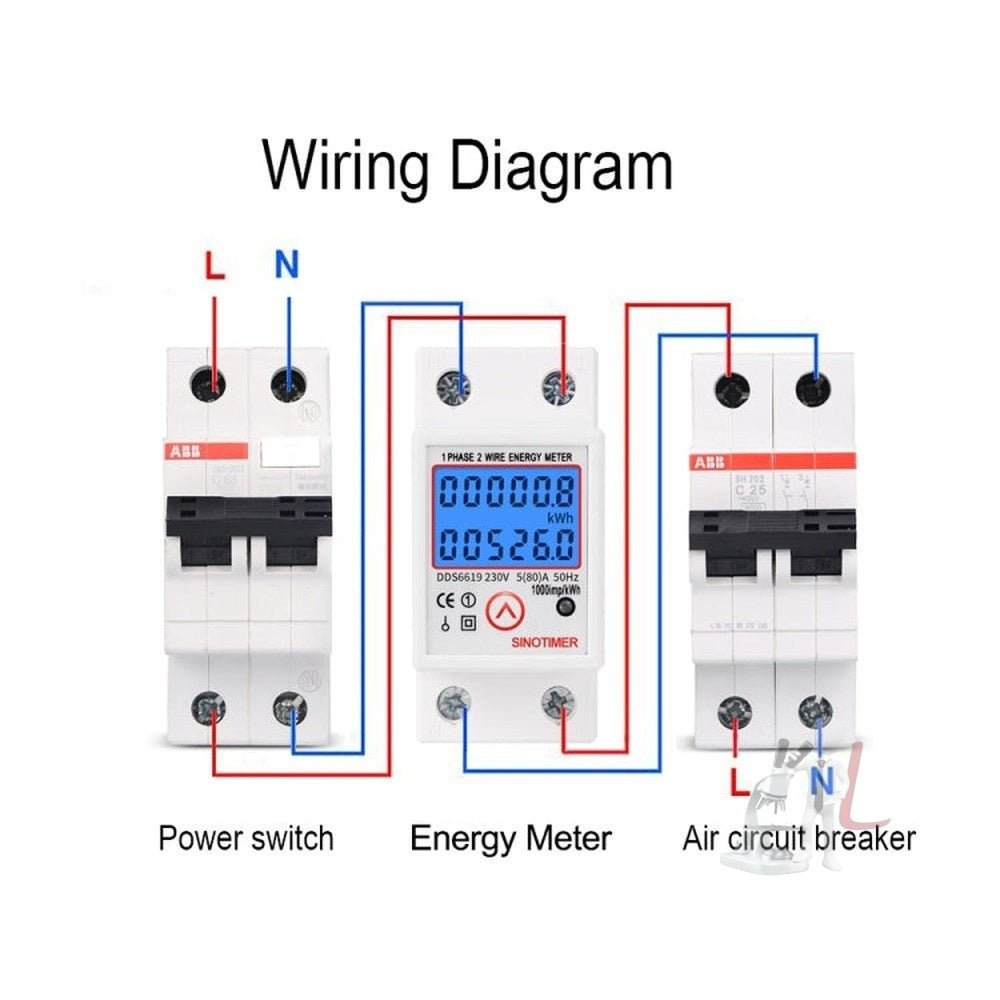 SINOTIMER DDS6619-526L-2 Can Reset Zero Backlight Display Single-phase Rail Electric Energy Meter, DDS6619-526L-2