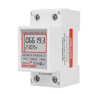 SINOTIMER  DDS6619 80A 230V Din Rail Single Phase Energy Meter Voltage Current Power Meter, Without Backlight, With Backlight
