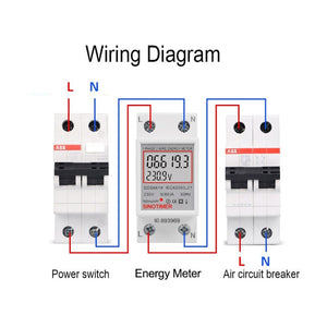 SINOTIMER  DDS6619 80A 230V Din Rail Single Phase Energy Meter Voltage Current Power Meter, Without Backlight, With Backlight