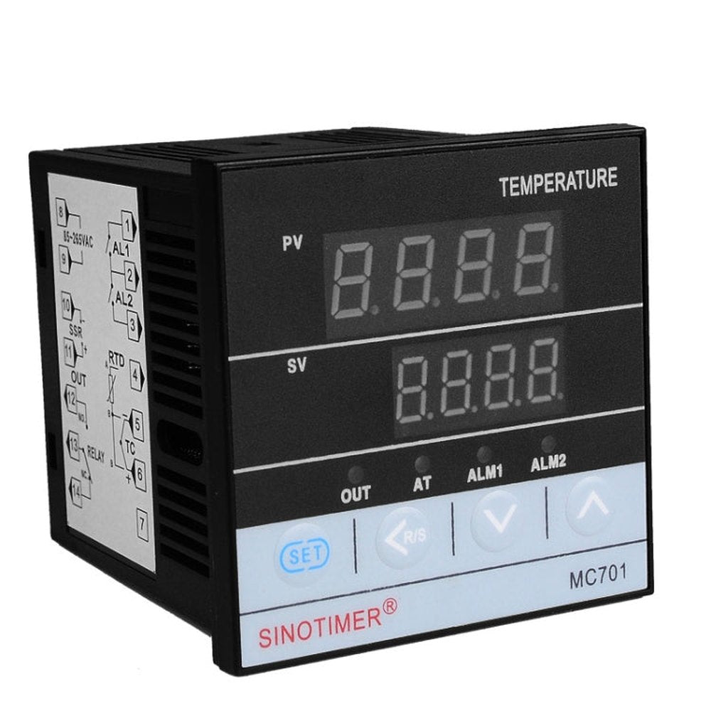 SINOTIMER MC701 Universal Input Short Case PID Intelligent Temperature Controller Meter Heating Cooling Relay SSR Solid State Output, MC701
