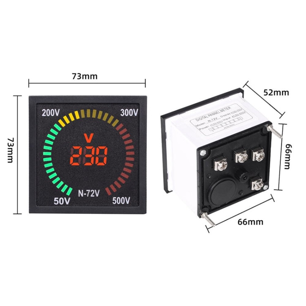 SINOTIMER N-72V AC Voltage Signal Indicator Square Turntable LED Digital Display Voltmeter, N-72V