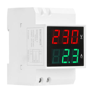 SINOTIMER SDM003-T 3 Digits DIN Rail Single-Phase AC Household Dual Display Voltage And Current Meter, SDM003-T