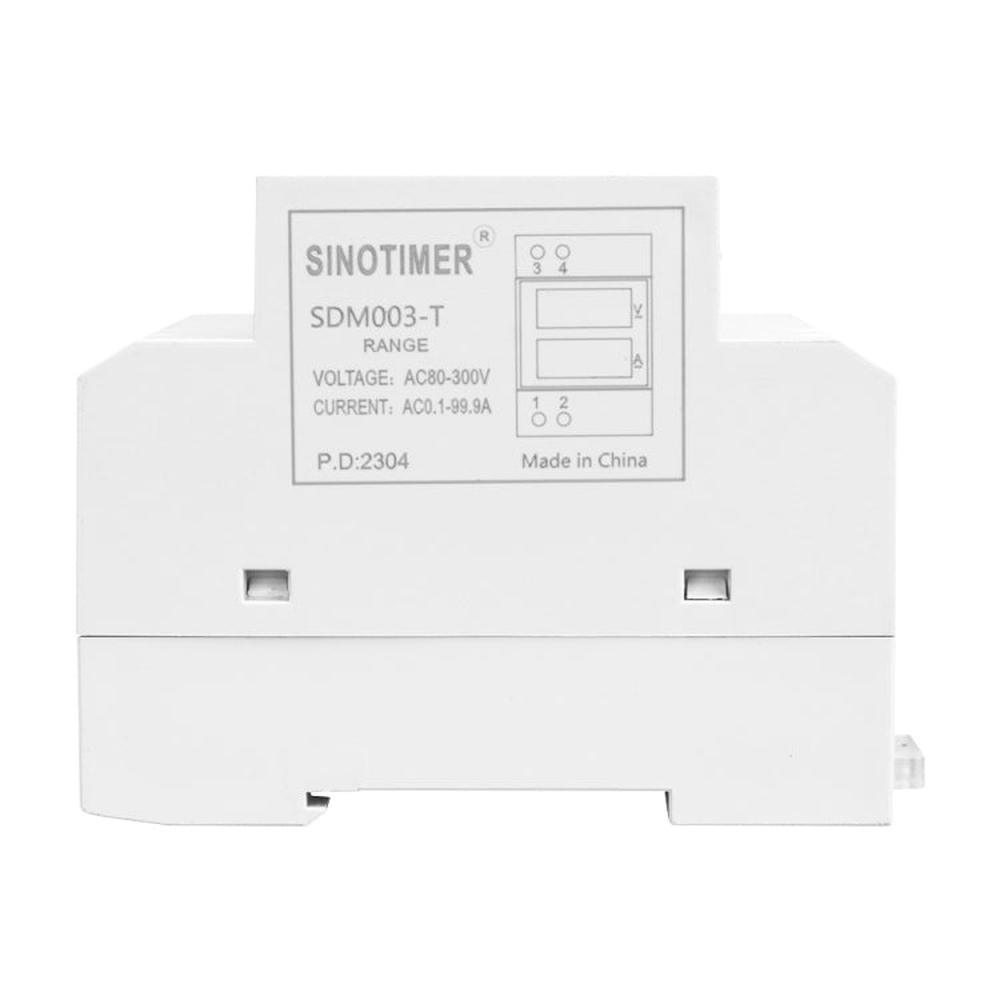 SINOTIMER SDM003-T 3 Digits DIN Rail Single-Phase AC Household Dual Display Voltage And Current Meter, SDM003-T