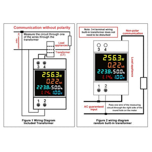 SINOTIMER SDM009 Din Rail Single-Phase Voltage Current Frequency Power Factor Electricity Multifunctional Meter, AC40-300V Built-In, AC40-300V External, AC250-450V Built-In, AC250-450V External
