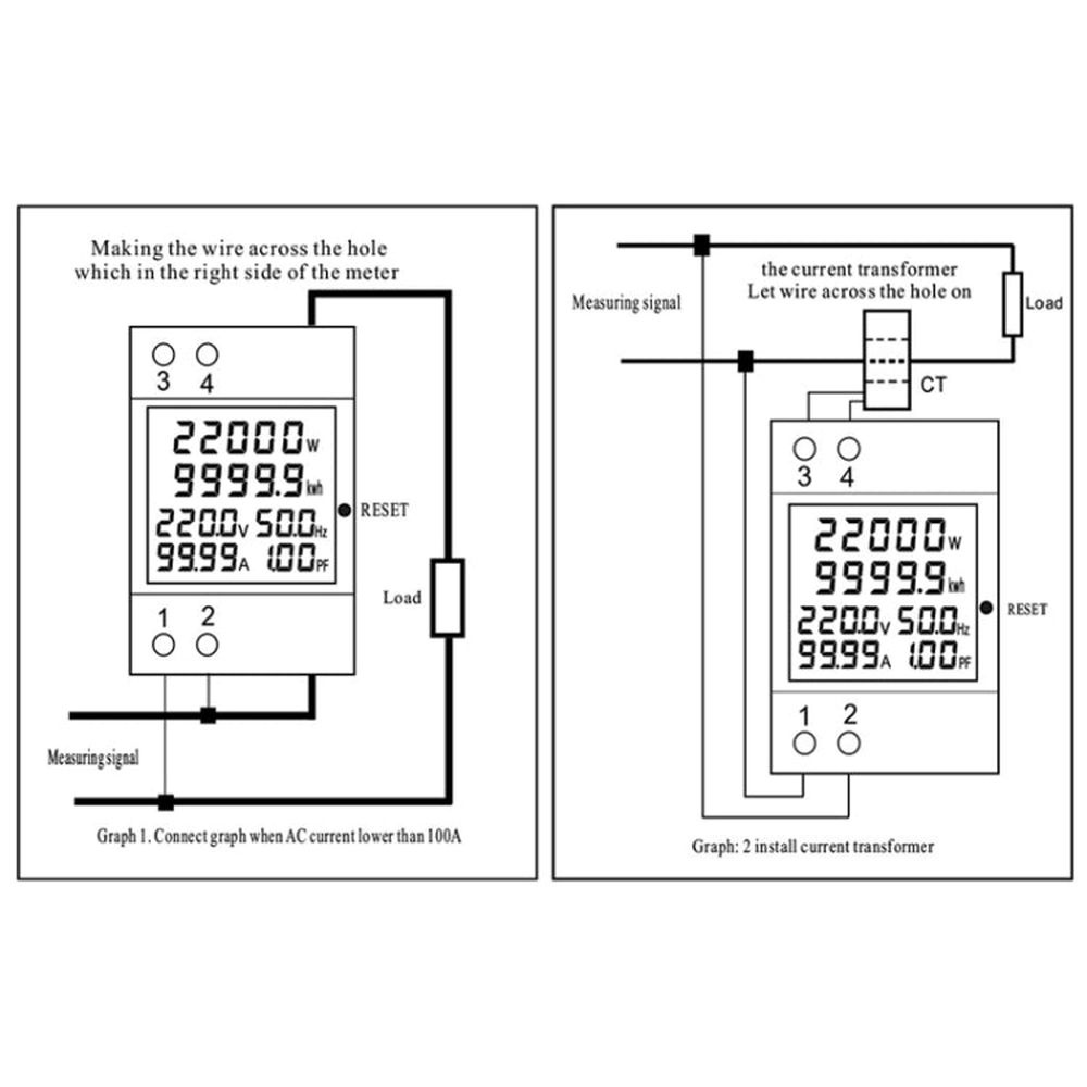 SINOTIMER SDM009 Din Rail Single-Phase Voltage Current Frequency Power Factor Electricity Multifunctional Meter, AC40-300V Built-In, AC40-300V External, AC250-450V Built-In, AC250-450V External