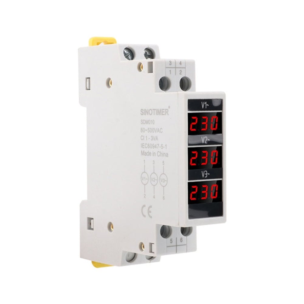 SINOTIMER SDM010 Modular Rail Type AC Three-Phase Digital Voltmeter Electronic Instrumentation, SDM010