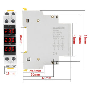 SINOTIMER SDM010 Modular Rail Type AC Three-Phase Digital Voltmeter Electronic Instrumentation, SDM010