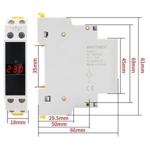 SINOTIMER SDM011 Modular Din Rail Type AC Single-Phase Digital Voltmeter Electronic Instrumentation, SDM011