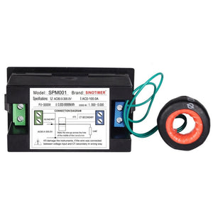 SINOTIMER SPM001 AC LED Digital Voltmeter Frequency Factors Meter Power Monitor, AC80-300V 100A, AC200-450V 100A