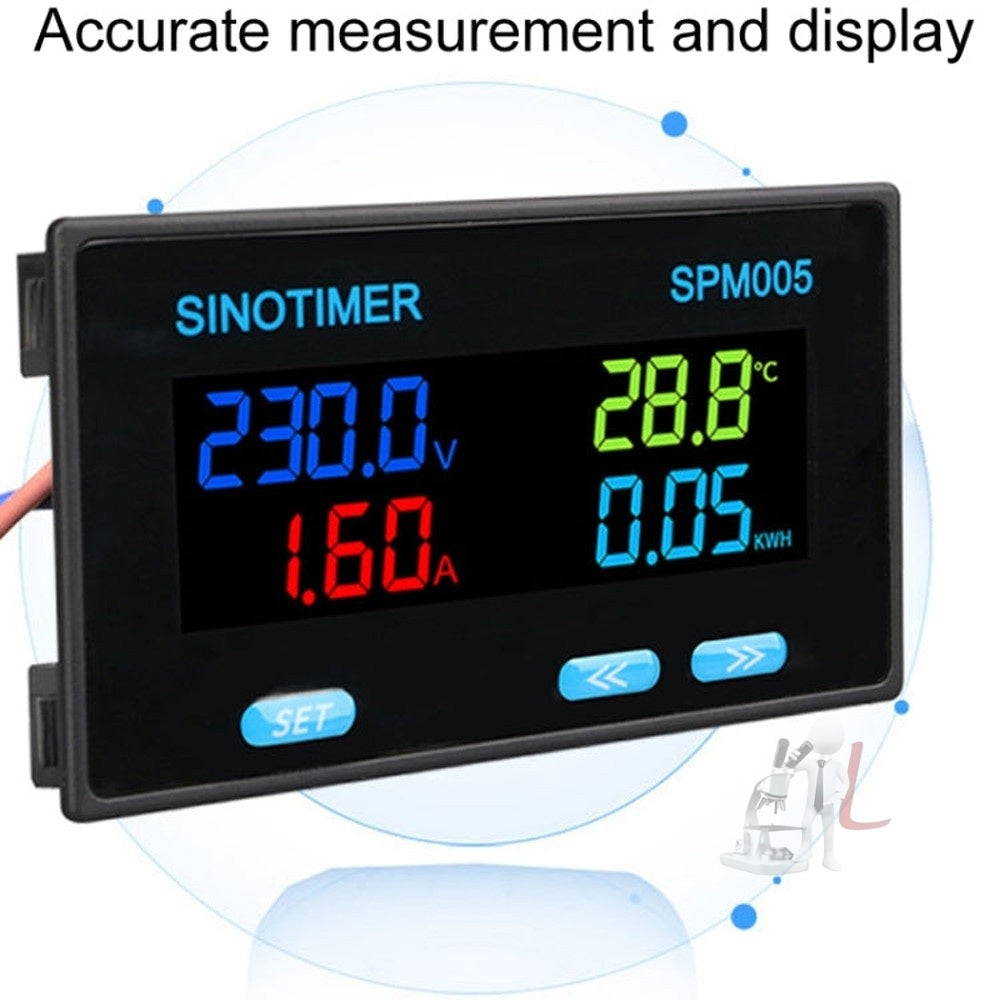 SINOTIMER SPM005 AC Digital Display Voltage Current Power Electricity Multifunctional Monitoring Meter, 20A, 100A, 200A