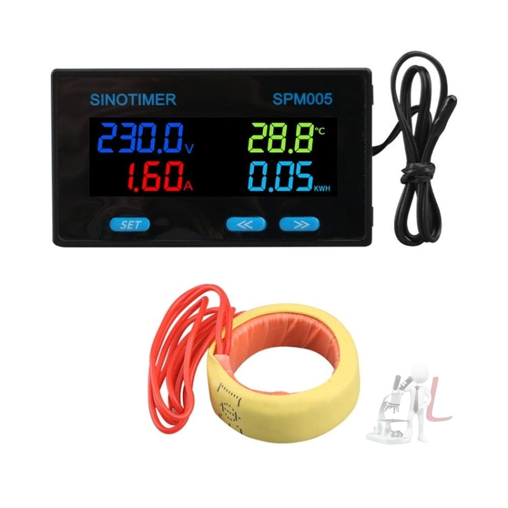 SINOTIMER SPM005 AC Digital Display Voltage Current Power Electricity Multifunctional Monitoring Meter, 20A, 100A, 200A