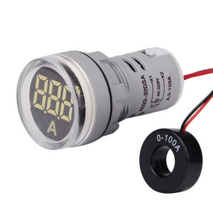 SINOTIMER ST16A Round 22mm LED Digital Signal Light 220V AC Ammeter 0-100A AC Current Indicator Light, ST16A