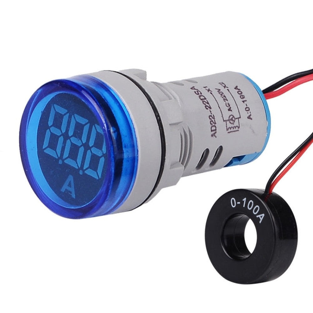 SINOTIMER ST16A Round 22mm LED Digital Signal Light 220V AC Ammeter 0-100A AC Current Indicator Light, ST16A