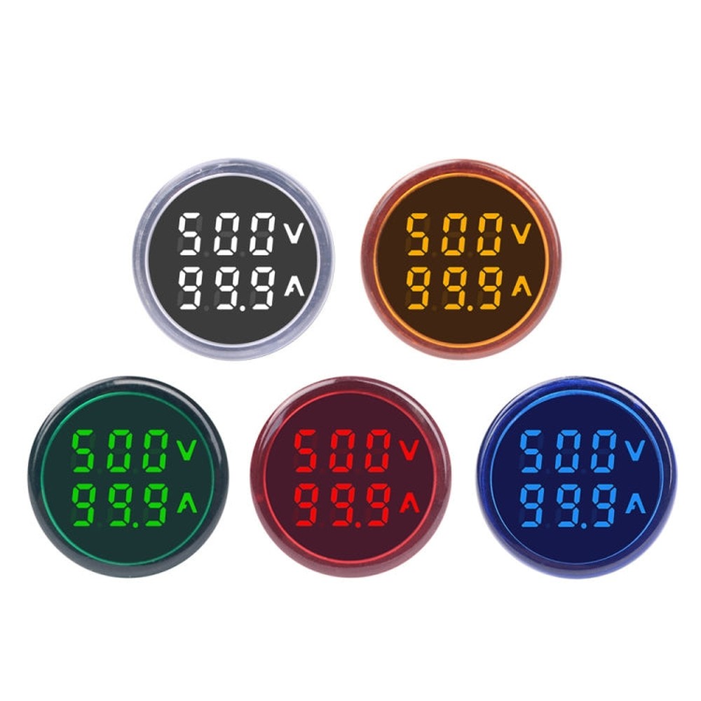 SINOTIMER ST16VA Round 22mm LED Digital Display AC Voltage Current Indicator AC 60-500V 0-100A, ST16VA