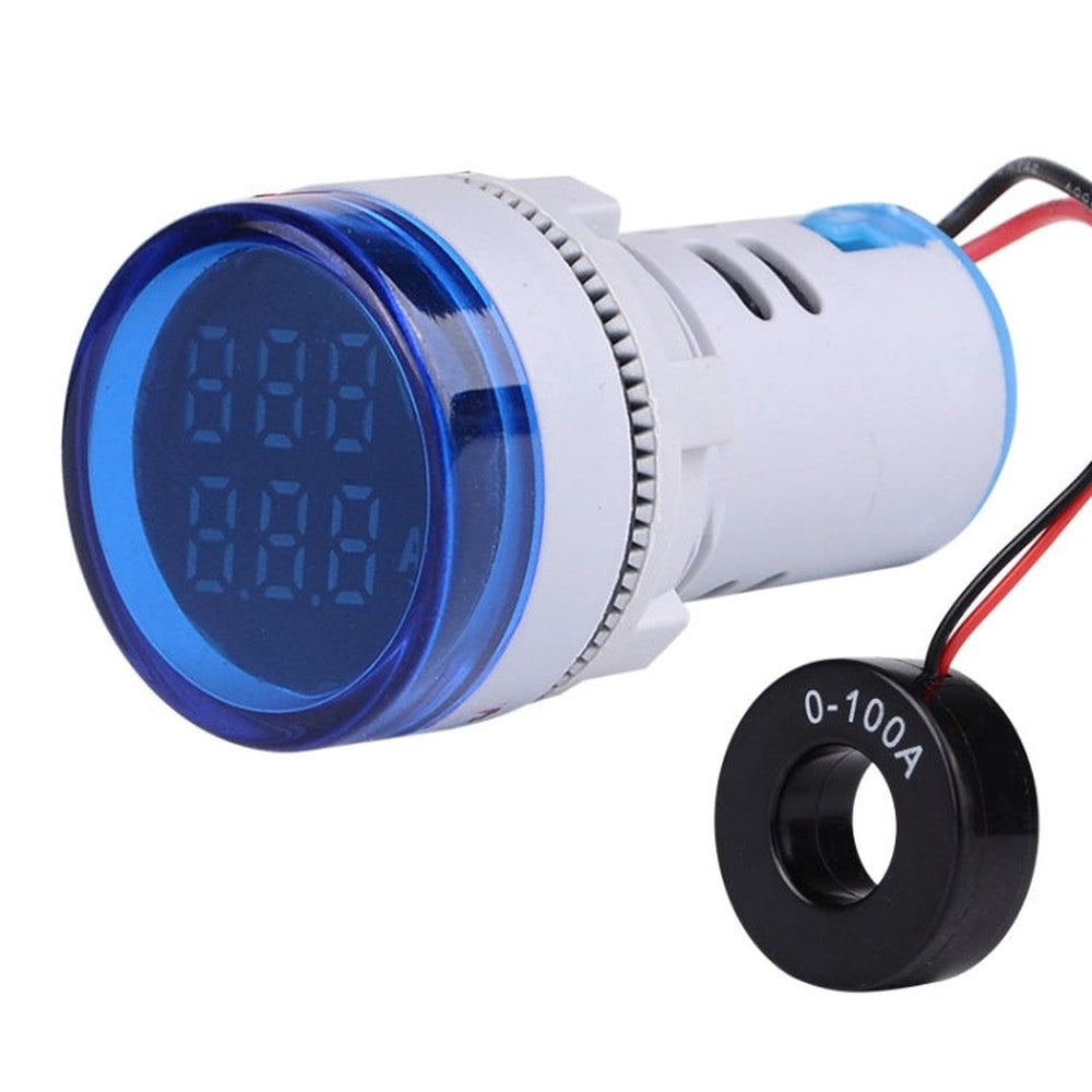 SINOTIMER ST16VA Round 22mm LED Digital Display AC Voltage Current Indicator AC 60-500V 0-100A, ST16VA