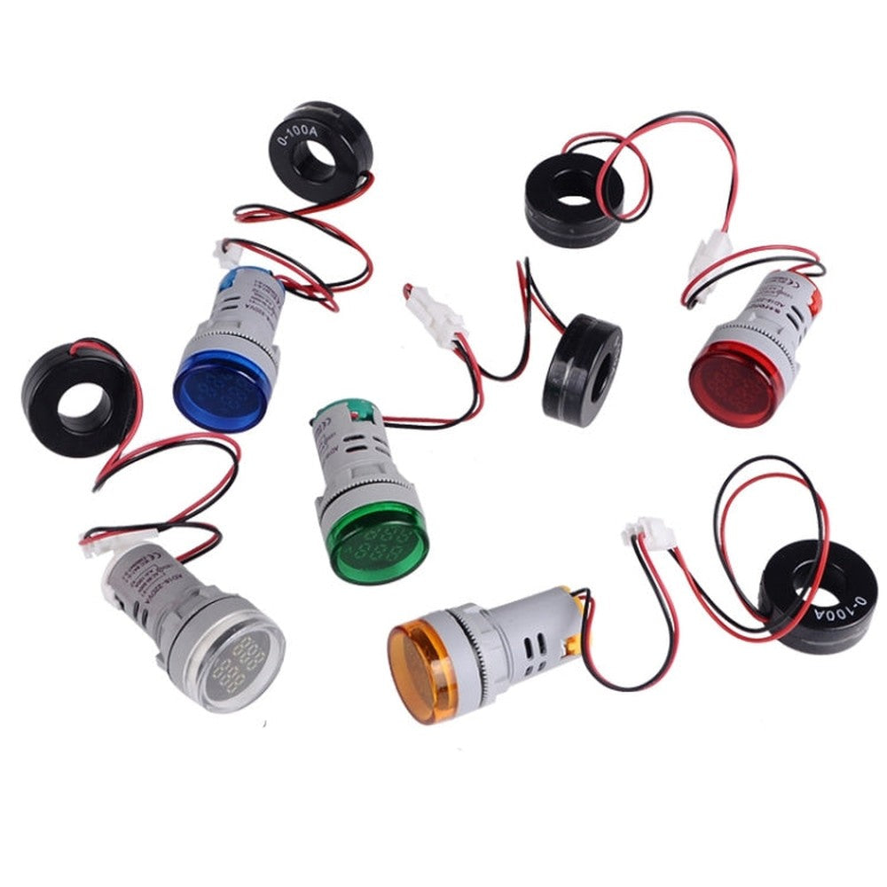 SINOTIMER ST16VA Round 22mm LED Digital Display AC Voltage Current Indicator AC 60-500V 0-100A, ST16VA