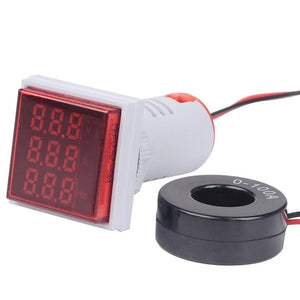 SINOTIMER ST17VAH 3 In 1 Square LED Digital Display AC Voltage Current Frequency Indicator 60-500V 0-100A 20-75Hz, ST17VAH