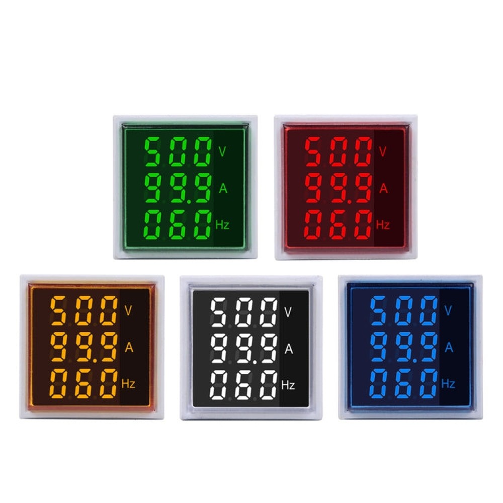 SINOTIMER ST17VAH 3 In 1 Square LED Digital Display AC Voltage Current Frequency Indicator 60-500V 0-100A 20-75Hz, ST17VAH