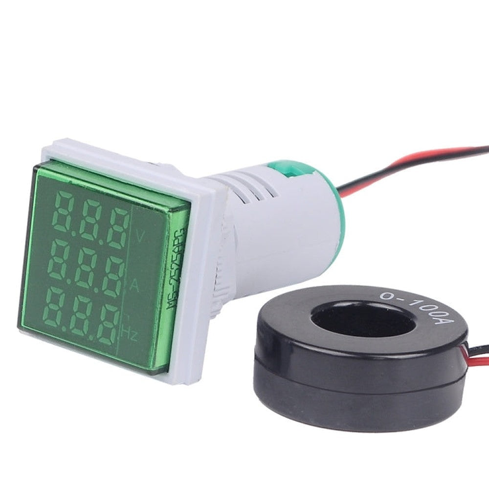 SINOTIMER ST17VAH 3 In 1 Square LED Digital Display AC Voltage Current Frequency Indicator 60-500V 0-100A 20-75Hz, ST17VAH