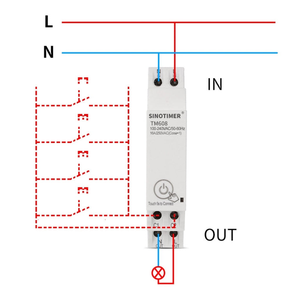SINOTIMER TM608 Smart WiFi Single-Phase Power Meter Mobile App Home Rail Meter 16A 100-240V, TM608
