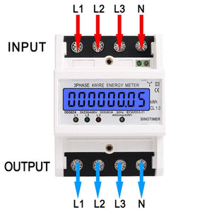 SINOTIMER Three-Phase Backlight Display Rail Type Electricity Meter 5-100A 400V, DDS024, DDS024T