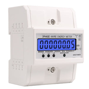 SINOTIMER Three-Phase Backlight Display Rail Type Electricity Meter 5-100A 400V, DDS024, DDS024T