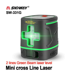 SNDWAY SW-331G Laser Level 2 Lines 360 Degree Rechargeable Battery Green Beam Self Leveling Level Laser 3D Rotary Vertical Horizontal